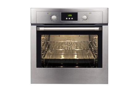 stainless steel oven. 